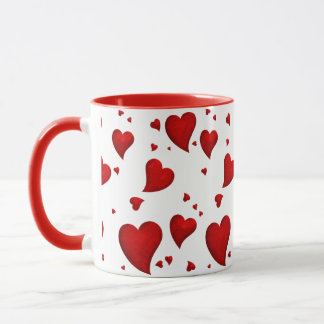 Caneca Elegante Na moda Trendy Red Heart dia de os namora