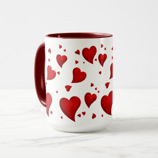 Caneca Elegante Na moda Trendy Red Heart dia de os namora
