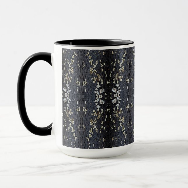 Caneca Elegante padrão de casca de árvore em renda preta (Esquerda)