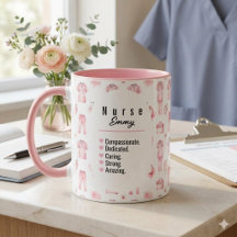 Elegante padrão de enfermeira em aquarela rosa per