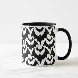 Caneca Elegante Padrão de Halloween Gótico de Morcegos Pr