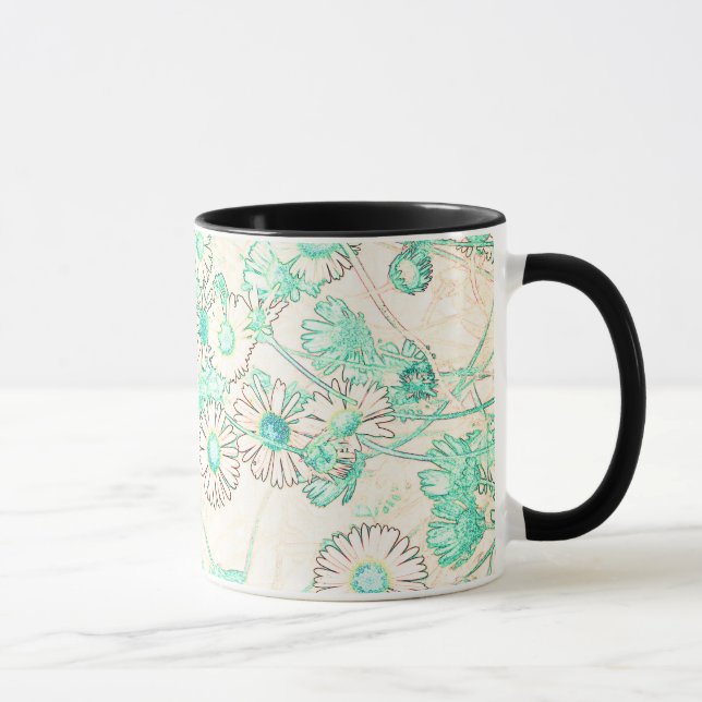 Caneca Elegante padrão moderno de margarida Coffee Mug (Direita)