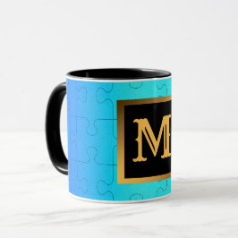 Caneca Elegante Royal Blue Metal Monograma