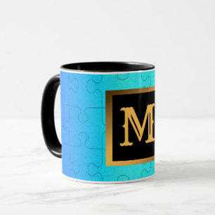 Caneca Elegante Royal Blue Metal Monograma