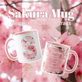 Caneca Elegante Sakura Custom Mug com Letra S