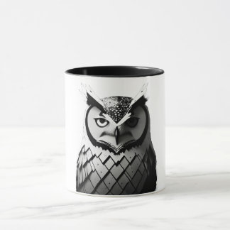 Caneca Elegante Schwarz-Weiß-Eulentasse 