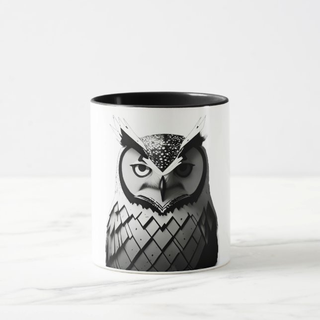 Caneca Elegante Schwarz-Weiß-Eulentasse  (Centro)