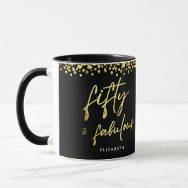 Caneca Elegante Script 50 e Fabulosa Cama de Aniversário