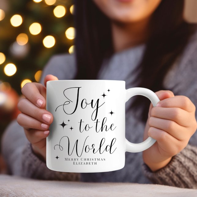Caneca Elegante Script Joy para o Feliz Natal do Mundo (Criador carregado)