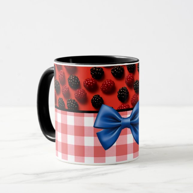 Caneca Elegante Trendy Modern Chic Checkered Blackberry (Frente Esquerda)