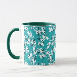 Caneca Elegante Tulip Flower Pattern Botanical Art Design