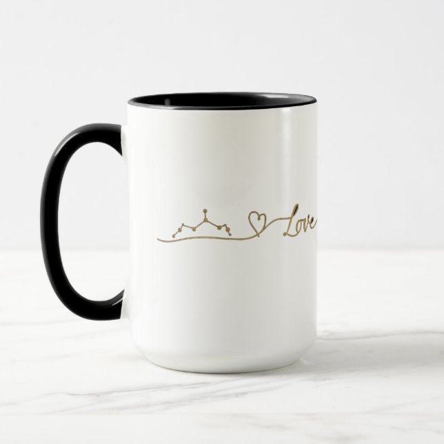 Caneca Elegante Valentin Dourado de Linha Contínua Minima (Esquerda)