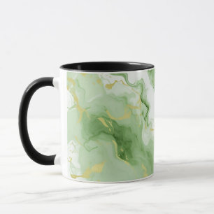Caneca Elegante Verde Marble Faux Efeito Luminoso Dourado
