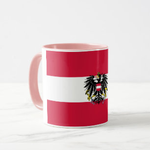 Caneca Elegante Vintage Bandeira Austríaca em Cerâmica