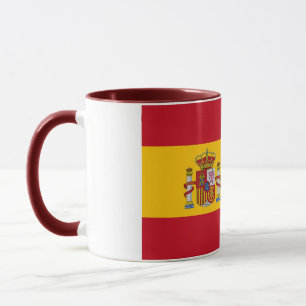 Caneca Elegante Vintage, Bandeira Espanhola, Coberta Cerâ