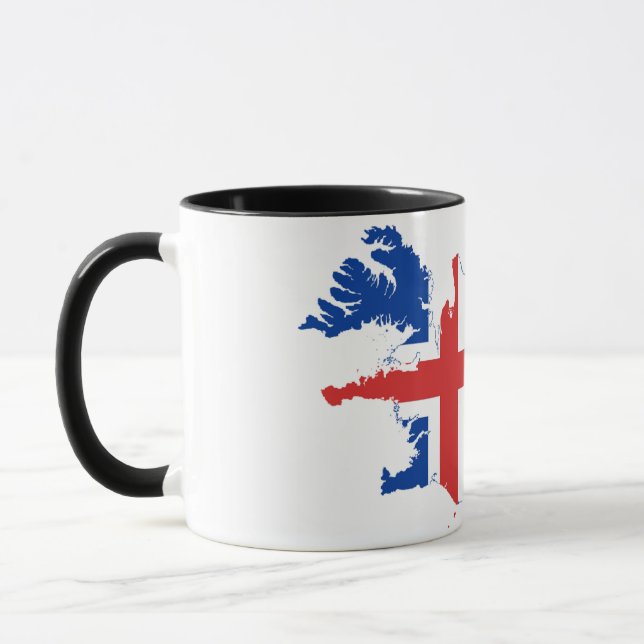 Caneca Elegante Vintage Islândia Bandeira Coberta Cerâmic (Esquerda)