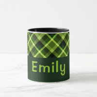 Elegante Xadrez verde de ervilha Monograma 11 oz M