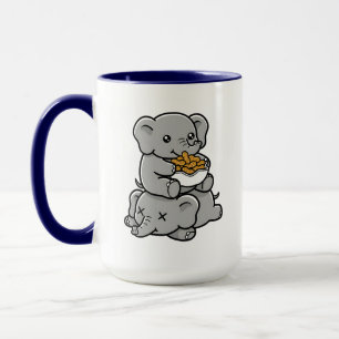 Caneca Elegantes Elefantes de Desenho Animado Comendo Ame
