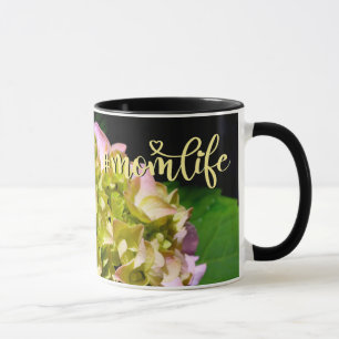 Caneca Elegantes flores amarelas e rosas de Hortênsias