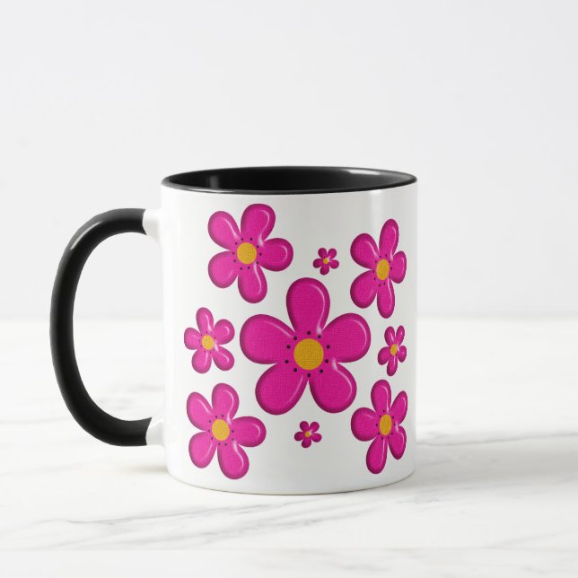 Caneca Elemento cor-de-rosa floral (Esquerda)