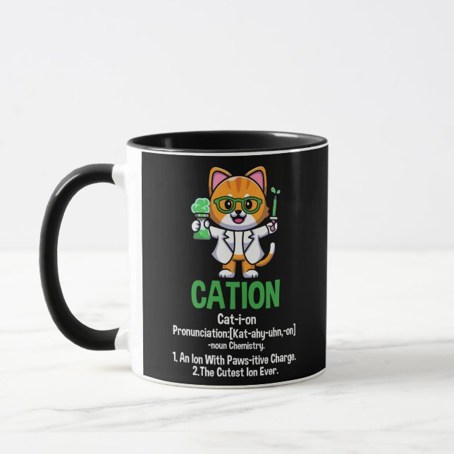 Caneca Elemento Pawsitivo de Gato Cation Cute Science (Esquerda)