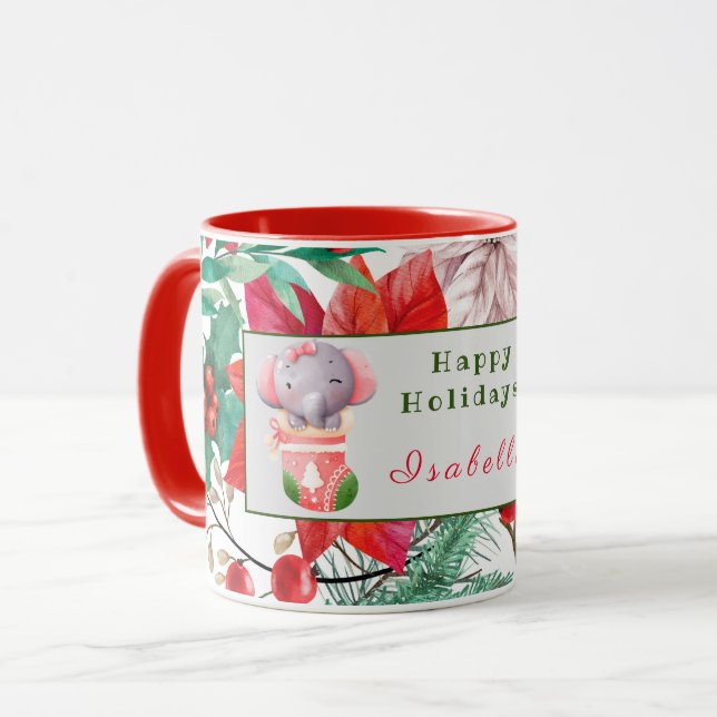 Caneca Elephant e Deer Personalizam Texto e Nome (Frente Esquerda)