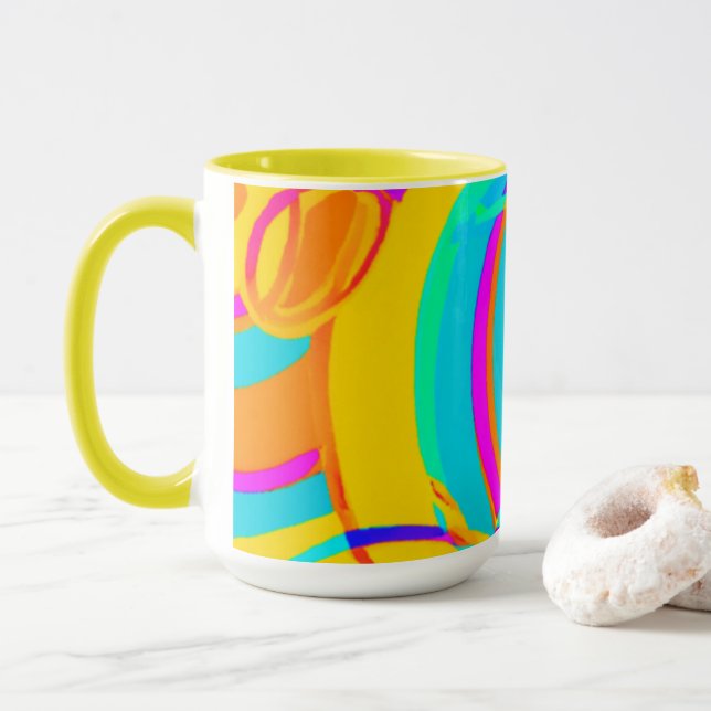 Caneca Elétrica Neon Pattern Art Design (Com Donut)