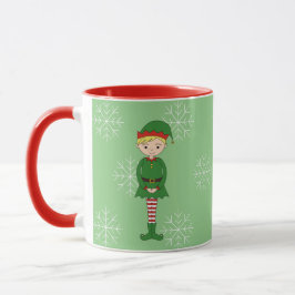 Caneca Elf Boy Flocos de Neve de Natal Leve Verde