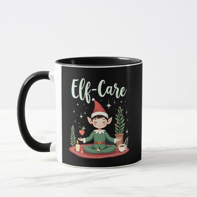 Caneca Elf Care Engraçado Natal Elf Autoatendimento Mágic (Esquerda)