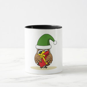 Caneca Elf Owl de Natal com Presente
