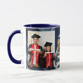 Caneca Elite BLEU-Mármore & Ouro Personalizado de Graduaç