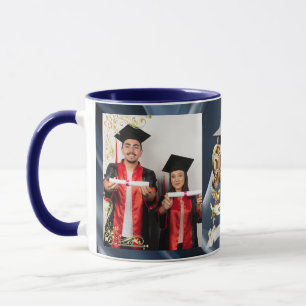 Caneca Elite BLEU-Mármore & Ouro Personalizado de Graduaç