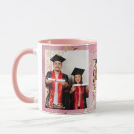 Caneca Elite Rosa-Mármore & Ouro Personalizado de Graduaç
