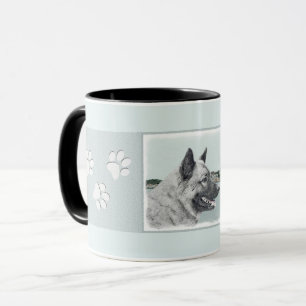 Caneca Elkhound norueguês na pintura da vila - Arte canin