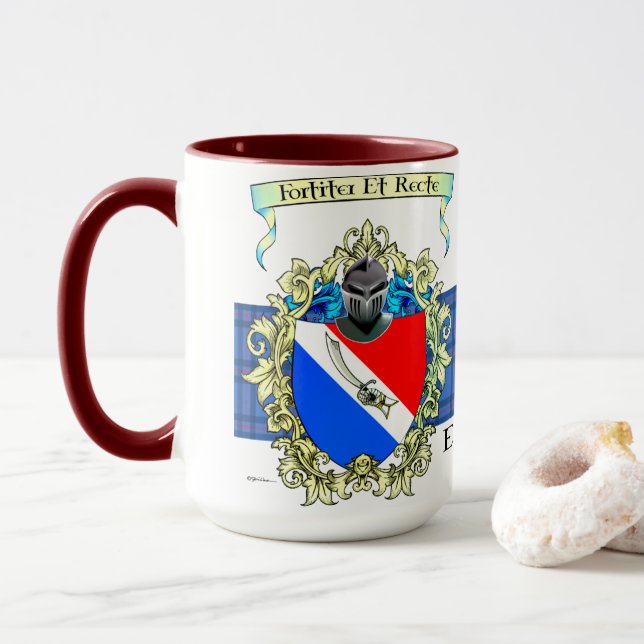 Caneca Elliott Tartan & Crista (Com Donut)
