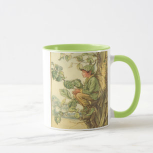 Caneca Elm Fairy alada sentada numa árvore