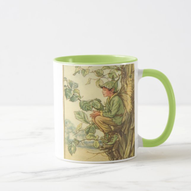 Caneca Elm Fairy alada sentada numa árvore (Direita)