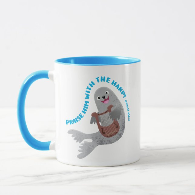 Caneca Elogie a foca harpa fofa escritura bíblica versícu (Esquerda)