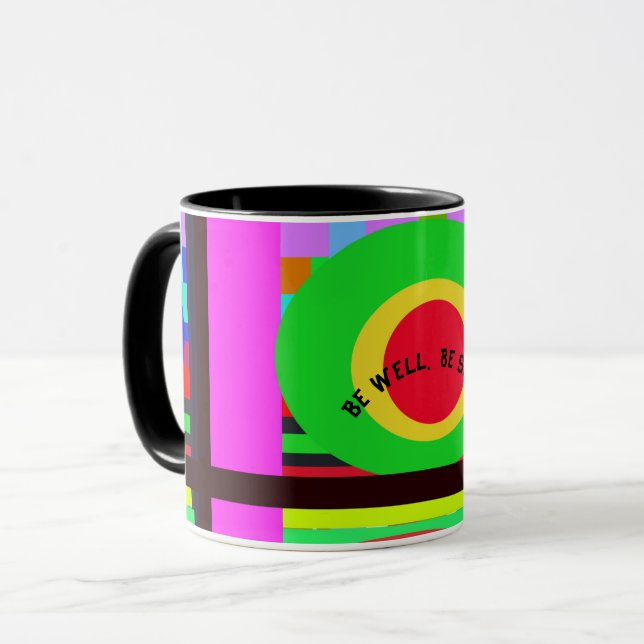 Caneca Em Círculos de Tendência Artística Contemporânea d (Frente Esquerda)