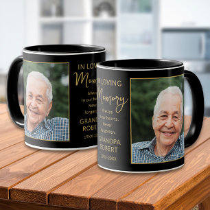 Caneca Em Memória Afetuosa 2 Memorial de Foto Preto e Dou