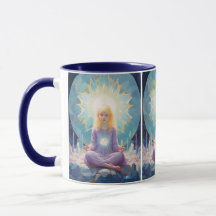 Em Paz Meditando Yoga Girl Crystals Blue Purple