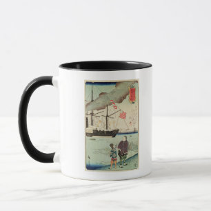 Caneca Embarcação naval americana em um porto japonês