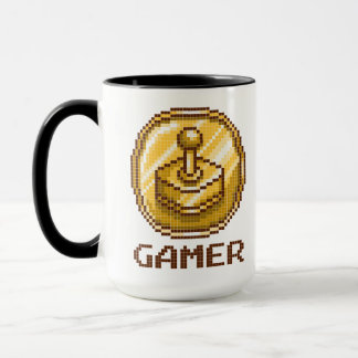 Caneca Emblema de Controle de Gamer Pixel - Jogos Retrô