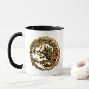 Caneca Emblema de Dragão Chama Dourada