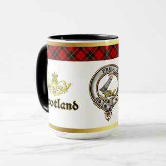 Caneca Emblema do Clã Wallace Tartan com Borda Dourada