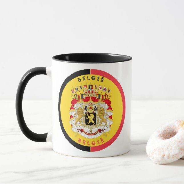 Caneca Emblema do Patrimônio da Bélgica (Com Donut)