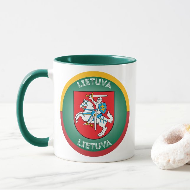 Caneca Emblema do Patrimônio da Lituânia (Com Donut)