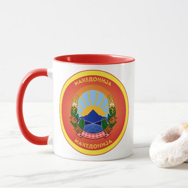 Caneca Emblema do Patrimônio da Macedônia do Norte (Com Donut)