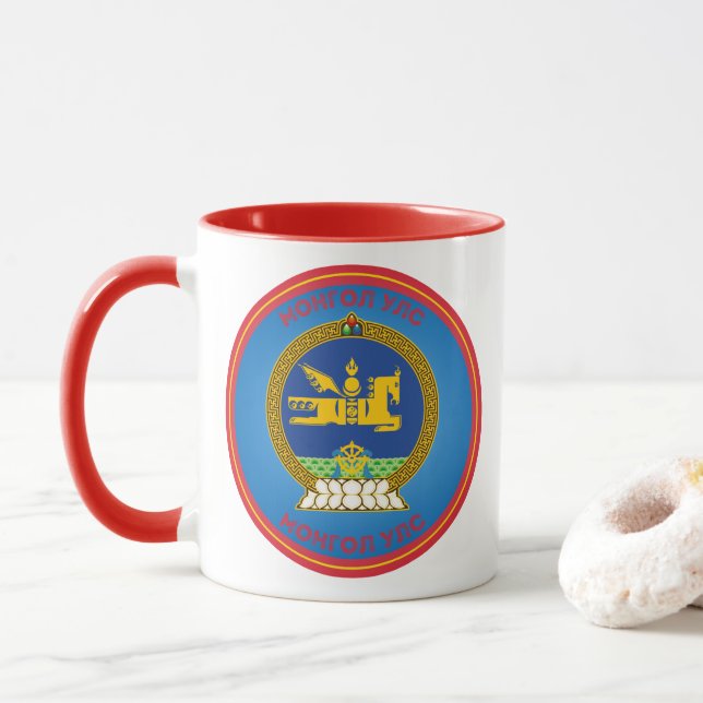 Caneca Emblema do Patrimônio da Mongólia (Com Donut)