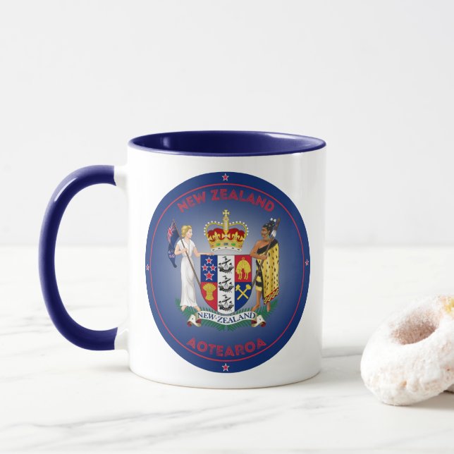 Caneca Emblema do Patrimônio da Nova Zelândia (Com Donut)